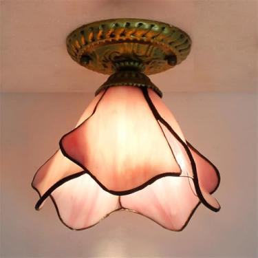 Imagem de Luminária de teto contemporânea LED estilo retrô americano para sala de estar, restaurante, quarto, casa de campo, hotel, corredor, café, bar, decoração com vidro colorido (Estilo 9)