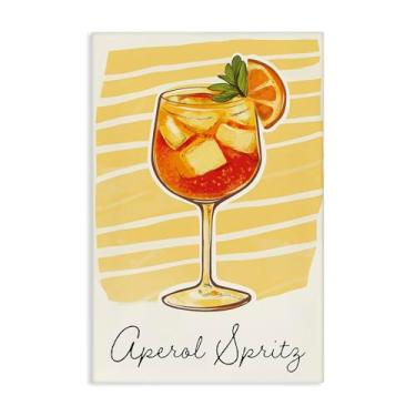 Imagem de Stupell Industries Arte de parede em tela Aperol Spritz e listras amarelas, design por Heidi Kuntz, 61 x 40 cm