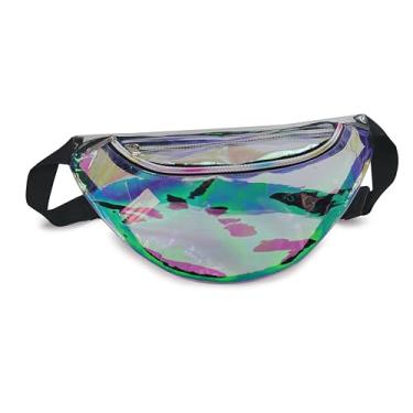 Imagem de Pochete holográfica transparente | Bolsa de cinto transparente iridescente de 5L | Ajustável, serve para cintura de até 127 cm, ideal para caminhadas, corridas e viagens