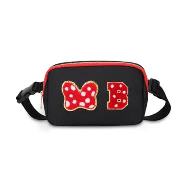 Imagem de Pochete com laço de mouse com letra inicial, presentes fofos de aniversário de Natal para meninas, filhas, mulheres, bolsa transversal à prova d'água para meninas, bolsa de cinto personalizada para