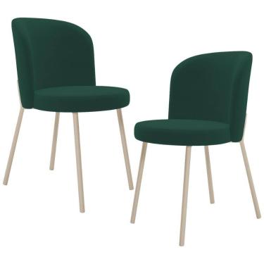 Imagem de Kit 02 Cadeiras Para Sala De Jantar Cozinha Estofada Gavi Arena L02 Suede Verde Musgo - Lyam Decor