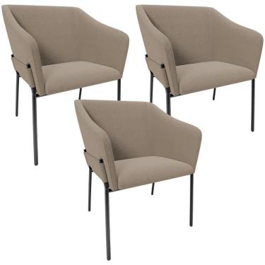 Imagem de Kit 3 Cadeiras Para Sala De Jantar Estar Living Olívia L02 Bouclê Bege - Lyam Decor