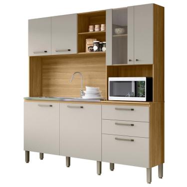 Imagem de Cozinha Compacta 7 Portas 2 Gavetas 182 Cm Mega Freijo Soft Ktp