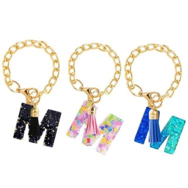 Imagem de IASINN 3 peças de acessórios de pingente de letra para copo Stanley, chaveiro inicial, pingente de alça de copo, pingentes de copo personalizados para mulheres e meninas, M, P