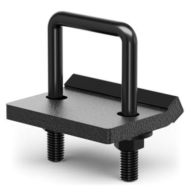 Imagem de Braçadeira antichocalho de engate para receptores de 5 cm e 3,1 cm - Aperto de engate de reboque de aço carbono com calços de borracha - Revestimento em pó preto para controle de ruído e vibração