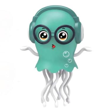 Imagem de Água-Viva Dançante Interativa com Luzes LED e Música, Brinquedo Educativo Omnidirecional, Funciona com 3 Pilhas AA não Inclusas- Toque e Anda- Divertido para Crianças-Cor Verde Turquesa