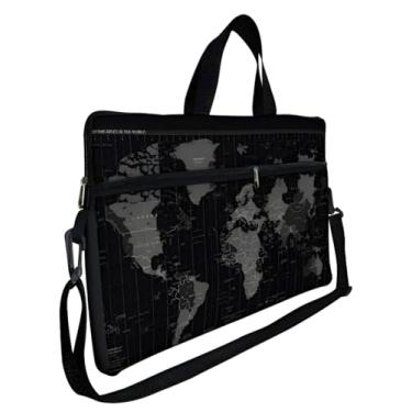 Imagem de Capa Case Maleta Para Notebook Laptop De 15/15,6 (MAPA MUNDI PRETO)