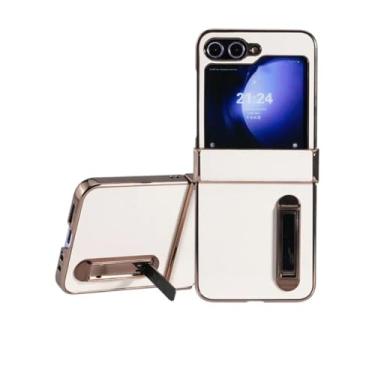 Imagem de Capa com dobradiça eletrogalvanizada para Samsung Galaxy Z Flip 6 5 4 3 5g, capa protetora elegante com suporte (para Z Flip 4/Branca)