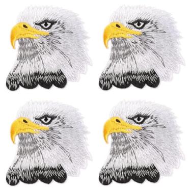 Imagem de 4 peças de adesivos de cabeça de águia para costurar, para roupas, bolsa, jaqueta, jeans, vestido, fantasia, acessórios DIY