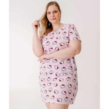 Imagem de Camisola Plus Size Estampa Hello Kitty Sanrio-87070, Rosa, G1