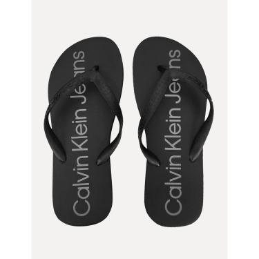 Imagem de Chinelo Calvin Klein Jeans Silk Grey Logo Básico Preto-Masculino