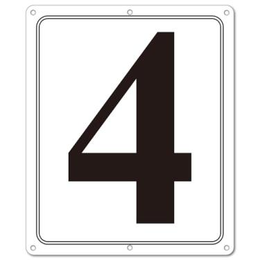 Imagem de i-CowFun Placa numerada de metal premium ao ar livre, refletiva 30,5 x 25,4 cm placas numeradas de alumínio grandes 4 para estacionamento, quadra de tênis, campo, armazém, corredor, edifício, doca