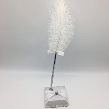 Imagem de Conjunto de Caneta para Assinatura Casamento com Suporte Penacho Corrente Garra Decoração do Livro Convidados Suprimento