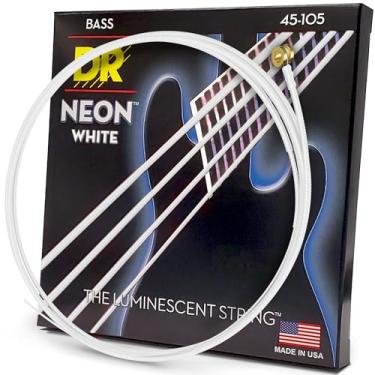 Imagem de DR Strings HI-DEF NEON-Branco Prata Niquelada 4 Cordas Baixo, 45-105, Núcleo Redondo (NWB-45)