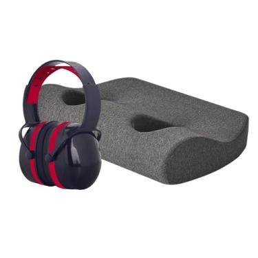 Imagem de Llazsybz Travesseiro com Orifícios para As Orelhas, Ideal para Dormir de Lado em Todas As Posições. Travesseiro Cervical com Apoio para As Orelhas para Redução, Cinza escuro, Tamanho real