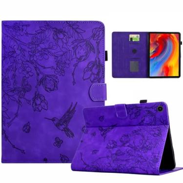 Imagem de Newhalper Capa de tablet para Samsung Galaxy Tab A11+/A11 Plus 27.9 cm 2025, carteira flip de couro PU, estampa de pássaros, capa à prova de choque para Galaxy Tab A9+/A9 Plus 2023, roxa
