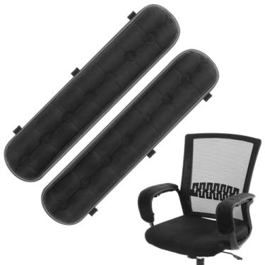 Imagem de Gatuida Capas de apoio de braço para cadeira de escritório, almofadas elásticas pretas para descanso de braço, material sintético, 43 x 9 cm, par para cadeiras de jogos, cadeiras de lounge, cadeiras