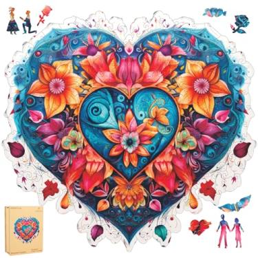 Imagem de Ruikiyart Quebra-Cabeças De Madeira Para Adultos, Quebra-Cabeça Coração Flor Lírio, 200 Peças, Formas Exclusivas, Ótimo Presente Casais No Dia Das Mães, Dos Namorados, Da Mulher, 27X28 Cm