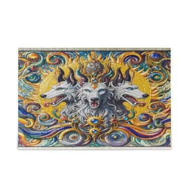 Imagem de JUZIHAI Quebra-cabeça de cachorro de mosaico para adultos 500 peças grande de madeira jogos desafiadores para crianças e adultos