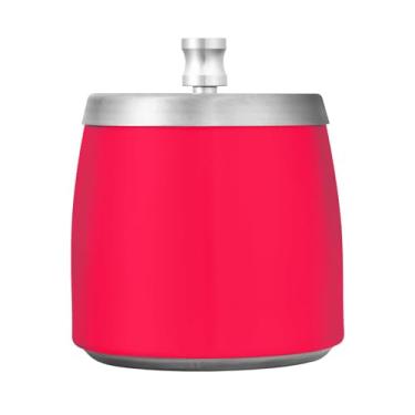 Imagem de JUZIHAI Cinzeiro rosa de cor sólida com tampa, cinzeiro de aço inoxidável inodoro à prova de vento cinzeiro sem fumaça para escritório em casa, pátio, varanda, cigarro