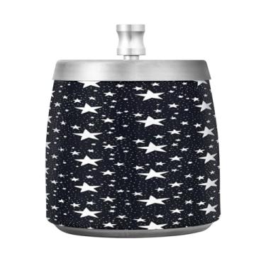 Imagem de JUZIHAI Cinzeiro de estrelas brancas com tampa, cinzeiro de aço inoxidável inodoro à prova de vento cinzeiro sem fumaça para escritório em casa, pátio, varanda, cigarro
