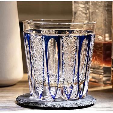 Imagem de JEKE Copo de uísque de cristal cortado à mão 320 ml estilo Edo Copos de uísque -Cocktail-Vodka-Beer Copos em caixa de presente (B)