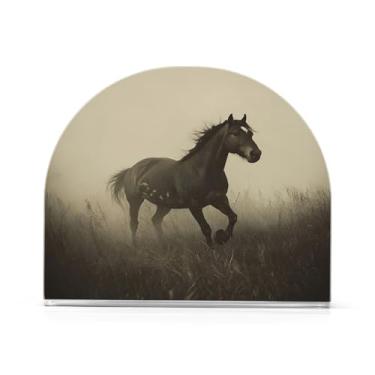 Imagem de JUZIHAI Suporte de guardanapo de cavalo vintage para mesa dispensador de guardanapo de acrílico para mesa suporte de lenços independente para cozinha sala de jantar bar festa decoração de casa