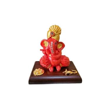 Imagem de Sahishnu Online & Marketing Estátua Ganesha para painel de carro, estátua de Ganesha para carro, casa, escritório, presente de Diwali, Mini Ganesha Idol (laranja)