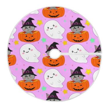 Imagem de JUZIHAI Halloween Boo Saia de árvore de abóbora tapete de árvore de Natal ornamentos de decoração de férias para ambientes internos e externos em casa, 91 cm