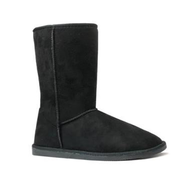 Imagem de REDVOLUTION Bota feminina de camurça, pele sintética, cano médio, clássica, sola de borracha, Preto 430, 39 BR