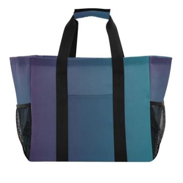 Imagem de ODAWA Bolsa de praia portátil gradiente azul, bolsa de praia embalável para uso diário e natação