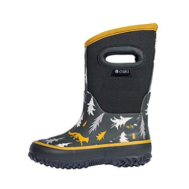 Imagem de OAKI Botas de chuva infantis, de neoprene, botas de neve, botas de lama, Wildlife Tracker, 11 Little Kid