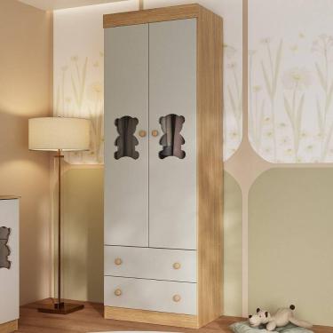 Imagem de Guarda-roupa Infantil 62cm 2 Portas com Vidro e 2 Gavetas Teddy Multimóveis MP4486