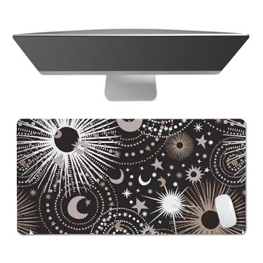 Imagem de Sweet Jojo Designs Tapete de mouse grande (estrela preta e lua) tapete de mesa para teclado e mouse, mousepad para jogos, acessórios de mesa de escritório para mulheres e homens (estrelas celestiais