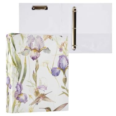 Imagem de Pasta para fichário de beija-flores aquarela, anéis redondos, pasta de arquivo para material de escritório, 1 pacote