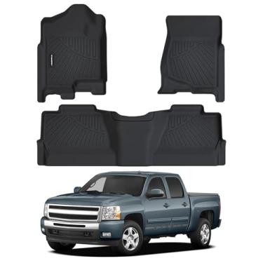 Imagem de Tapetes de carro para todos os climas para Chevy Silverado/GMC Sierra 1500 Crew Cab, Silverado/Sierra 2500/3500 HD 2007-2014, Silverado/Sierra 2500/3500 HD, tapetes automotivos de borracha TPE para