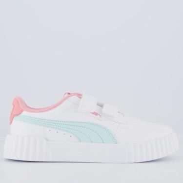 Imagem de Tênis Puma Carina 3.0 V Juvenil Branco e Azul, 30