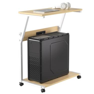 Imagem de FANXIYQ Suporte de torre de computador com rodízios de travamento de 360°, carrinho de CPU móvel ajustável de 5 alturas, suporte para PC sob a mesa para jogos, organização de escritório em casa