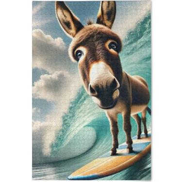 Imagem de Quebra-cabeça personalizado animal burro fofo para adultos 1000 peças presentes de elefantes brancos arte quebra-cabeça duro decoração de arte animal, 75 cm x 50 cm