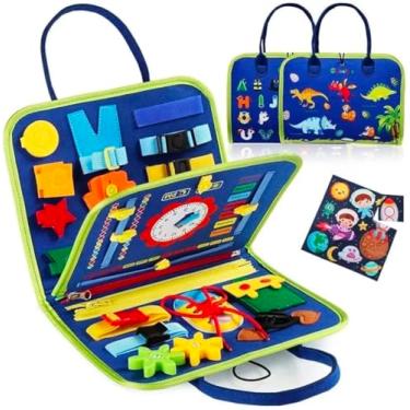 Imagem de Maleta Montessori Interativa Infantil, Brinquedo Educativo Portátil, Azul, Atividades de Aprendizagem