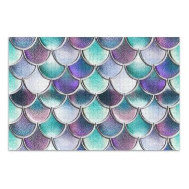 Imagem de Quebra-cabeças para adultos 500 peças presentes de tecnologia de jogo divertido quebra-cabeça Prime decoração de casa arte escalas coloridas turquesa, 20,5 x 14,9 polegadas