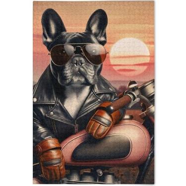 Imagem de Quebra-cabeça de buldogue engraçado personalizado com animais fofos 500 peças para adultos, arte de arte, impressão animal, cena, quebra-cabeça de cena, amigos, família, jogos, presentes, 52 x 37,8 cm