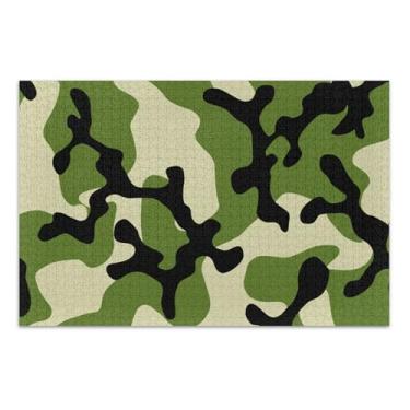 Imagem de Quebra-cabeça militar verde preto camuflado 500 peças para adultos quebra-cabeça de arte personalizado rígido para adultos elefante branco, 51 x 35 centímetros