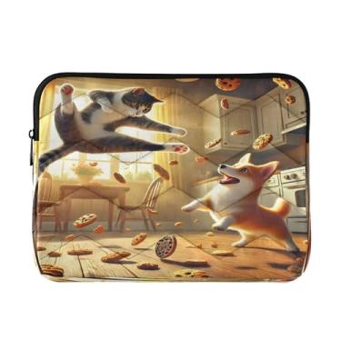 Imagem de Bolsa para laptop masculina de gato brincalhão de 15,6 polegadas, proteção abrangente, bolsa para laptop feminina