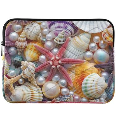 Imagem de Capa protetora para notebook colorida estrela do mar conchas inchadas capa protetora universal para laptop de 13 polegadas