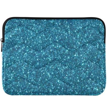 Imagem de Capa para notebook com glitter azul turquesa para Macbook Pro capa de laptop fofa de 13 polegadas universal de 13 a 14 polegadas