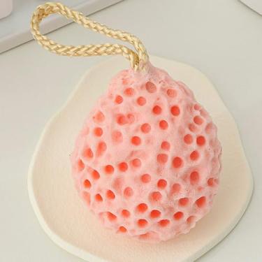 Imagem de Esponja de banho macia rosa para chuveiro espuma esfoliante corporal para limpeza suave e esfoliação