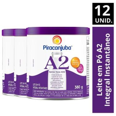 Imagem de Kit 12 Leite em Pó A2 Integral Instantaneo Piracanjuba 380g
