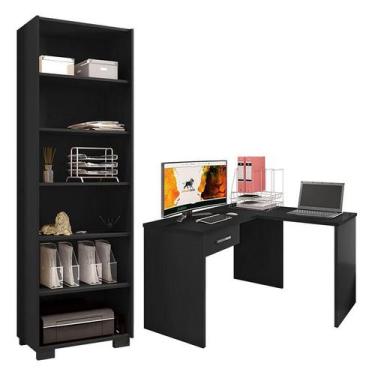 Imagem de Mesa para Computador Gávea com Gaveta e Extensora e Livreiro Office Pr