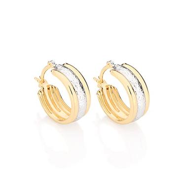 Imagem de Brinco Argola Banhado a Ouro 18k com Aplicação de Rhodium - 523830